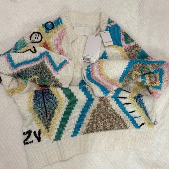 Zadig & Voltaire Sonny Kilim Carpet Intarsia Multicolor Sweater Size XS - Picture 5 of 11